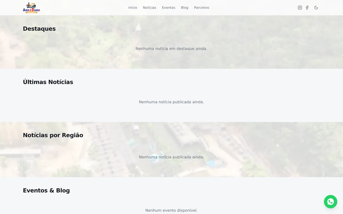 Página inicial do portal Aqui é Daqui Maranhão