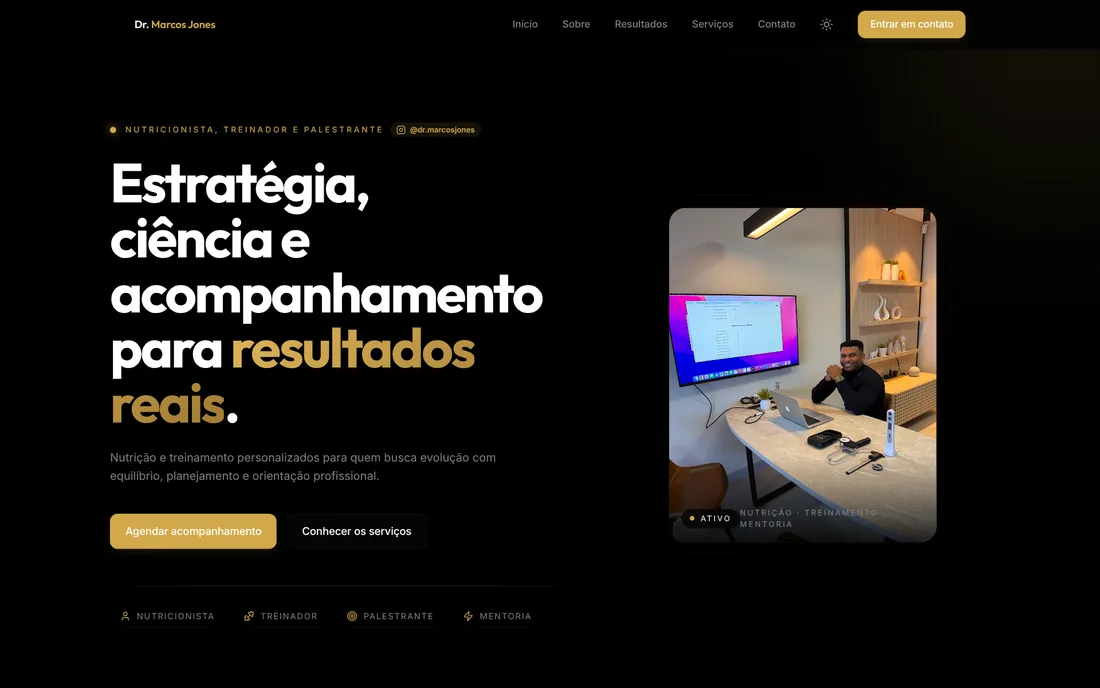 Página inicial do site Dr. Marcos Jones