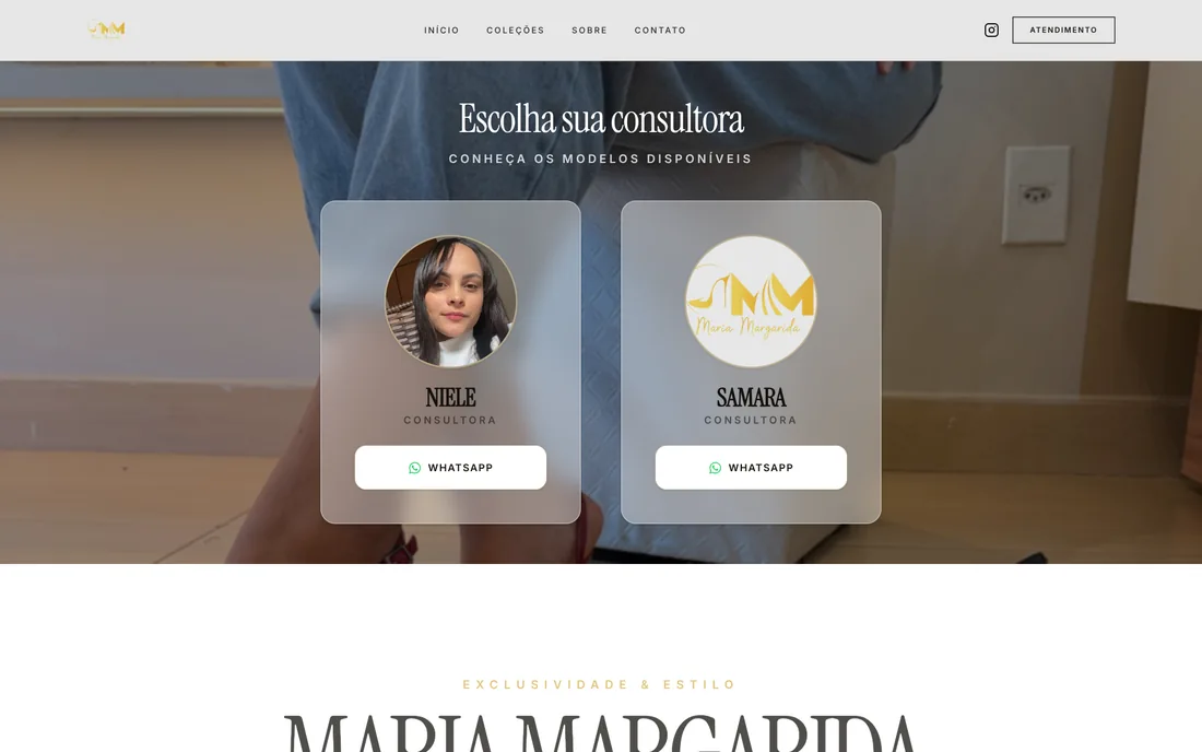 Página inicial do site Maria Margarida